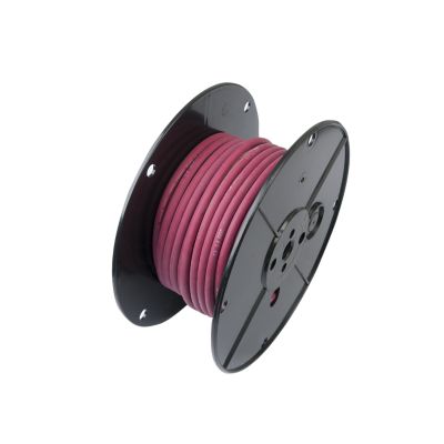 Red 2 Gauge Welding Cable on a black spool.