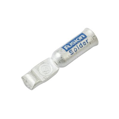 Silver Quick Cable FUSION SB Contact terminal, labeled "Fusion Solder," used for electrical connections.