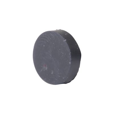 Rubber push-in bumper by Heyco, cylindrical shape, designed for mounting and protective cushioning.