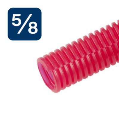 Red split wire loom with ribbed texture, ideal for organizing and protecting cables and wires efficiently.