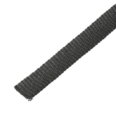 Black woven Techflex Insultherm header wrap for heat insulation, showcasing texture and structure.