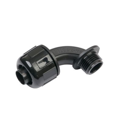 Liquid Tight 90¬∞ Sweep Connector with NPT Hub, black, featuring a durable design for secure connections.