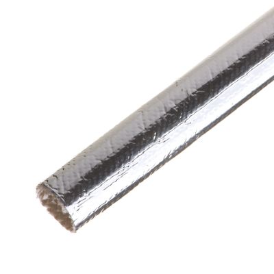 Silver Techflex ThermaShield Tube, woven interior, reflective surface, designed for insulation and heat protection.