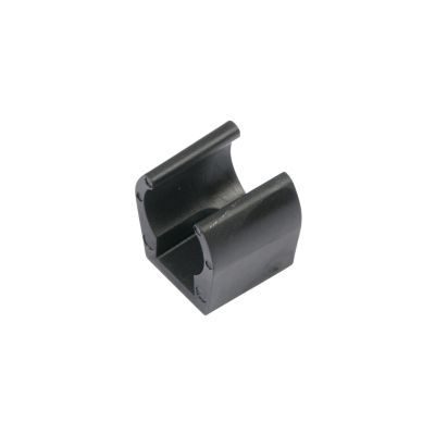 Black Heyco 1025 electrical tubing mounting bracket shown isolated on a white background.