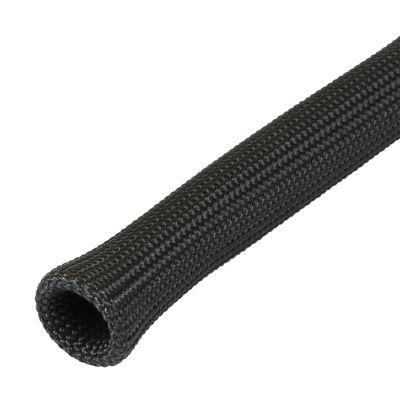 Black braided Insultherm spark plug boot insulator, showcasing its durable protective design for high heat environments.