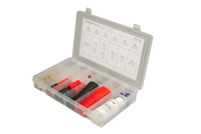 Sealed Solder System kit with various components for battery terminals in an organized transparent case.