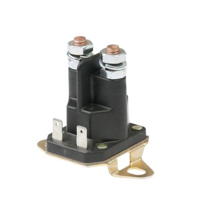Insulated plastic solenoid with quick connects, SPST, continuous duty, ideal for automotive applications.