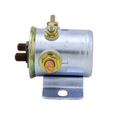 Insulated Continuous Solenoid Switch, DPST, 12V 85A with metal terminals and mounting bracket.