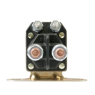 Cole Hersee Intermittent Plastic Solenoid with SPST terminals, black casing, and mounting bracket, showcased vertically.