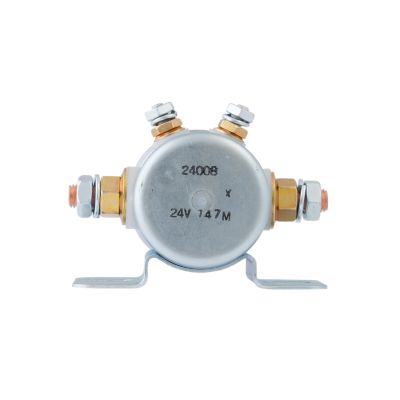 Cole Hersee 24V SPST insulated solenoid with metal housing and dual terminal connections for electrical applications.