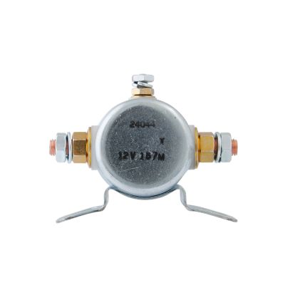 Grounded intermittent solenoid with metal casing and dual terminals, designed for 12V SPST applications.