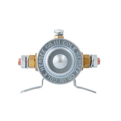 Cole Hersee grounded intermittent solenoid with metal casing, side terminals, and engraved branding, designed for 12V applications.