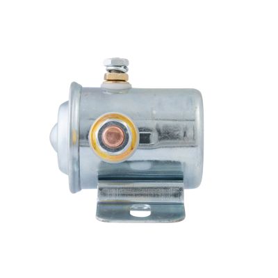 Grounded intermittent solenoid with visible terminals, metal housing, and mounting bracket, ideal for electrical applications.