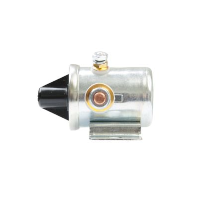 Cole Hersee latching solenoid SPST, featuring a durable metallic cylindrical body with electrical connectors.