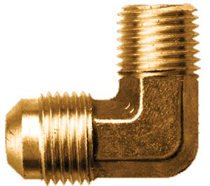 Fairview Fittings 498C Brass Flare Fittings, 1/2" Tube OD. x 3/8" Pipe, 90° Male Pipe Elbow