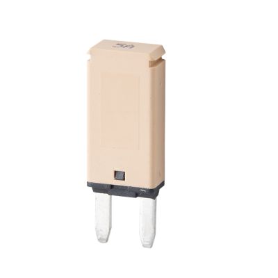 Light brown modified reset MINI circuit breaker, blade style, 5 Amp, ideal for electrical safety and circuit protection.