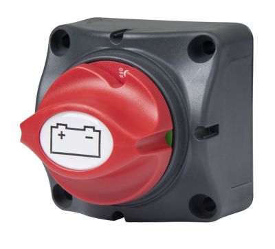 Medium Duty BEP selector battery switch with a gray base and red dial
