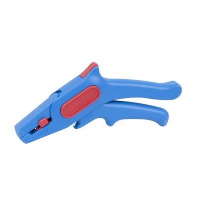Blue and red Ancor automatic wire stripper with ergonomic handle design.