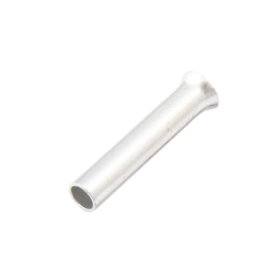 Non-insulated wire ferrule, silver color, cylindrical shape, suitable for electrical connections and wiring purposes.