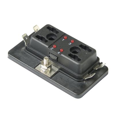 MINI LED fuse panel with four positions, featuring indicator lights and durable design for efficient circuit management.