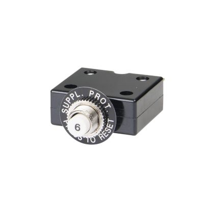 Carling Technologies 6 Amp CLB Series Push Button Circuit Breaker with black casing and reset feature.