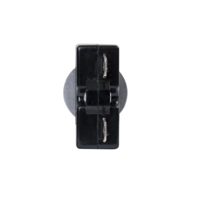 Black Carling CLB thermal push button circuit breaker, high amp model, top view highlighting connection points.