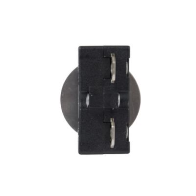 Black Carling CMB thermal push button circuit breaker with a round base, ideal for low amp applications.