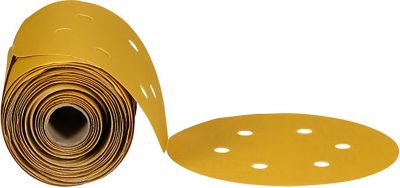 61639 3M™ Stikit™ Gold Abrasive Disc Roll, 500, 6 in, Dust-Free, 100 Discs/Roll, 6 Rolls/Case