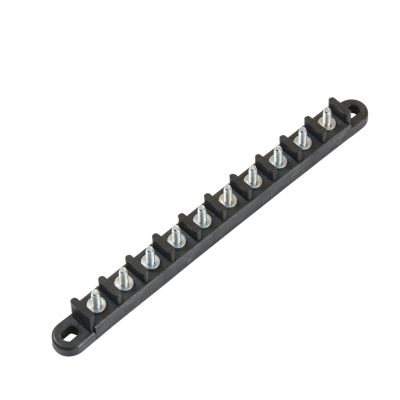Eaton Bussmann C4559-10 terminal block with 10 zinc-plated steel studs for electrical connections.