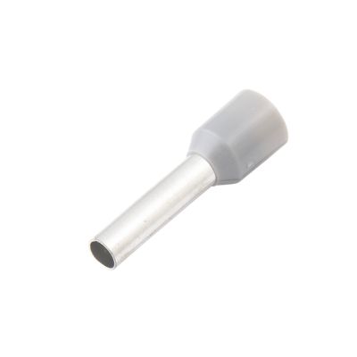 Gray insulated wire ferrule featuring a sleek design and durable pin for secure electrical connections.