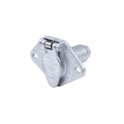 Metal 4-way trailer connector socket with durable design, ideal for secure trailer wiring connections.