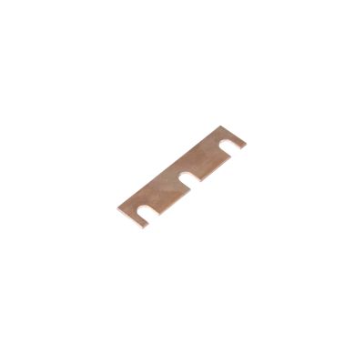 Bus bar with slots designed for stud mount circuit breakers, featuring a 3 gang layout, shown on a white background.