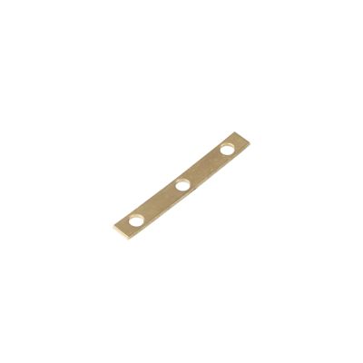 Stud mount bus bar for circuit breakers, featuring three evenly spaced holes, ideal for electrical connections.