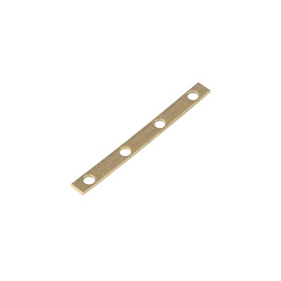 Stud mount circuit breaker bus bar with four symmetrical holes, ideal for electrical distribution applications.
