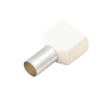 Twin Insulated Wire Ferrule, Ivory, 2x6 Ga (2x16mm sq), 0.551
