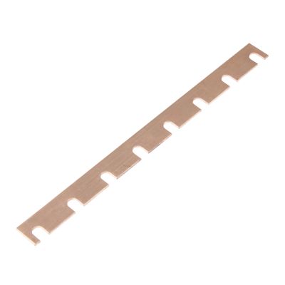 Stud Mount Circuit Breaker Bus Bar with Slots, 8 Gang, 180 Amp, close-up view of metallic surface and slot design.