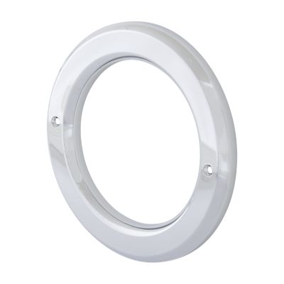 Chrome grommet cover for Optronics 4-inch lights, featuring a sleek, reflective finish with mounting holes.