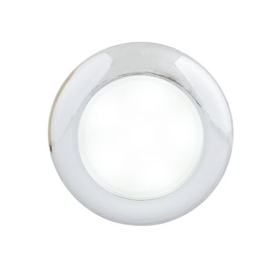 Round sealed LED utility light with a sleek, metallic rim and bright white illumination for versatile applications.