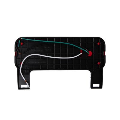 Back view of red Optronics RV combination tail light for driver side with a black base and integrated license light.