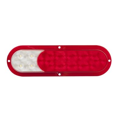 LED surface mount light for stop, turn, tail, and backup functions, featuring a red and white combination lens design.