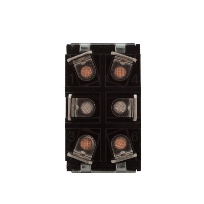 Heavy-duty DPDT toggle switch with flat terminal design, showcasing a sturdy black housing and copper connectors.