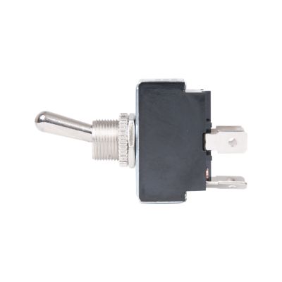 Heavy-duty DPST toggle switch with flat terminal, featuring a robust metal lever and O-ring design.