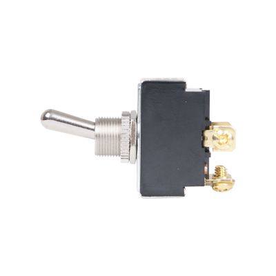 Heavy-duty DPST toggle switch with screw terminals and O-ring, featuring a robust metal lever and durable construction.