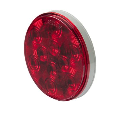 Red Optronics LED light with 10 diodes for stop, tail, and turn functions, featuring a circular design.