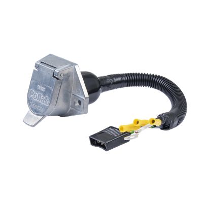Pollak adapter harness, 4-way flat to 7-way round pin, features durable materials and secure connection points.