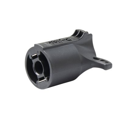 Black Pollak 11-896 adapter plug, 7-way power outlet design, sleek and compact for efficient connectivity.