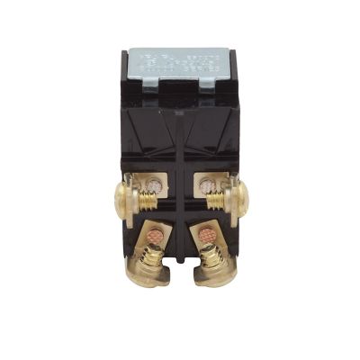 Heavy-duty DPST toggle switch with screw terminals, featuring a robust design for secure electrical connections.
