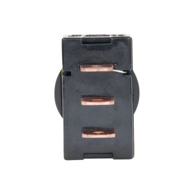 LED black toggle switch SPST with visible copper terminals, shown in a front view on a white background.