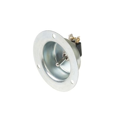 Recessed toggle switch with SPST OFF-ON functionality, mounted in a plate, ideal for secure electrical applications.