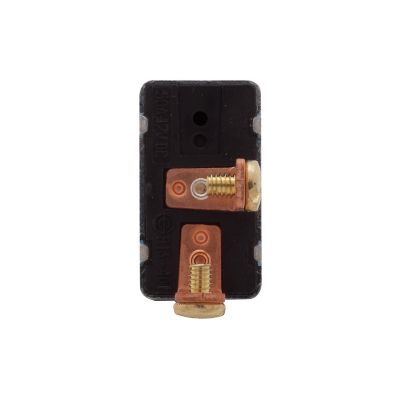 Bat handle toggle switch with visible copper components and mounting holes on a rectangular black base.
